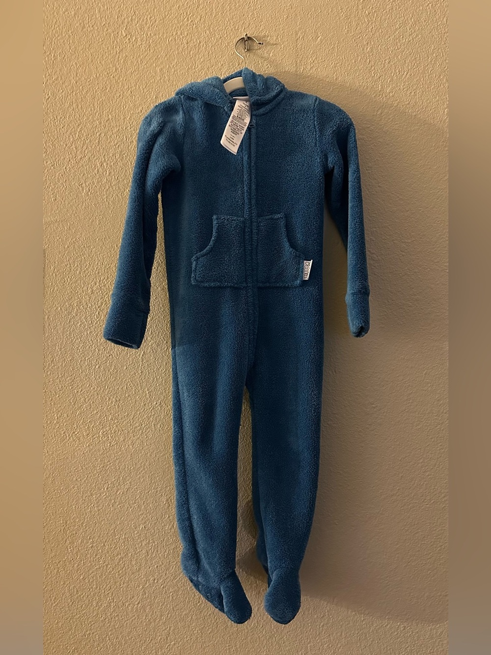 PajamaGram Cozy Blue Hooded Fleece One-Piece for Kids - Size 3